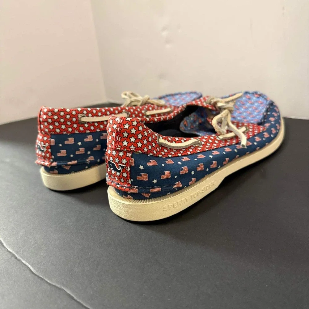 Sperry Vineyard Vines Boat Shoes Mens 9 American Flag Stars Patriotic STS19092